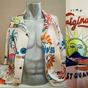 NWT FRESH PRINTS Unique Retro 70s Style MIAMI Texas Sugar Sack Inspired SHIRT M